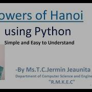 Towers OF Hanoi USING Python Simple And Easy To Understand By Jermin Jeaunita T C