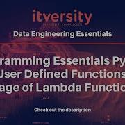 Programming Essentials Python User Defined Functions Usage Of Lambda Functions