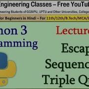Python Tutorial In Hindi 7 Escape Sequences In Python 3 Beginners Tutorial
