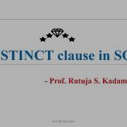 Distinct Clause In SQL