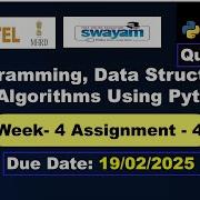 Programming Data Structures And Algorithms Using Python Week 4 Nptel Quiz Answers DSA 2025