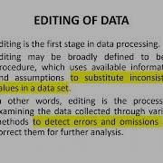 Lecture 35 Data Processing Editing Coding Classification Tabulation