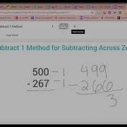 Subtracting Across Zero Subtract 1 Method