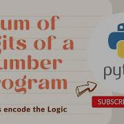 Sum Of Digits Of A Number Program In Python Python Tutorials For Beginners Let S Encode The Logic