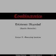 Combinatorics Lecture 13 Generating Functions By W Mazorchuk