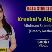 6 6 Kruskals Algorithm For Minimum Spanning Tree Greedy Method Data Structures
