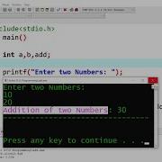 C Program To Add Two Numbers Learn Coding