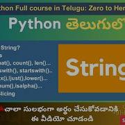 19 Python Full Course In Telugu Strings Manipulation Techniques Methods Formatting Slicing