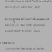 Direct Object Indirect Object Subject Complement