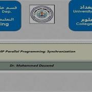 Parallel Programming Synchronization