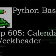 Python Basics Tutorial Calendar Weekheader
