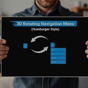 3D Rotating Navigation Menu Hamburger Style HTML CSS JavaScript Tutorial