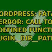 Wordpress Fatal Error Call To Undefined Function Plugin Dir Path 2 Solutions