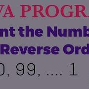 Java Program To Print Number In Reverse Order