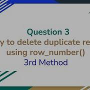 SQL Interview Question 3 3rd Method Query To Delete Duplicate Records Using Row Number