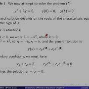 V8 10 Eigenvalue Problem First Example Eigenfunctions Elementary Differential Equations