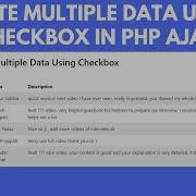 Delete Multiple Data Using Checkbox In PHP AJAX Delete Multiple Data From Database In PHP