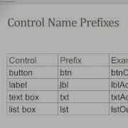 Naming Conventions For Common Form Elements VB Net Visual Studio