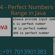 Perfect Numbers With In Range In Java Part 14