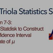 Statdisk Section 7 3 Using Statdisk To Construct A Confidence Interval Estimate Of A Pop Mean