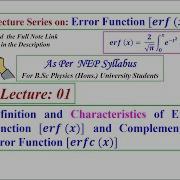 Lect 01 𝑫𝒆𝒇𝒊𝒏𝒊𝒕𝒊𝒐𝒏 𝒂𝒏𝒅 𝑪𝒉𝒂𝒓𝒂𝒄𝒕𝒆𝒓𝒊𝒔𝒕𝒊𝒄𝒔 𝒐𝒇 𝑬𝒓𝒓𝒐𝒓 𝑭𝒖𝒏𝒄𝒕𝒊𝒐𝒏 𝒂𝒏𝒅 𝑪𝒐𝒎𝒑𝒍𝒆𝒎𝒆𝒏𝒕𝒂𝒓𝒚 𝑬𝒓𝒓𝒐𝒓 𝑭𝒖𝒏𝒄𝒕𝒊𝒐𝒏