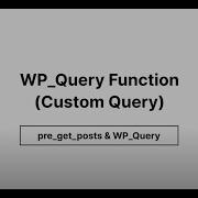 WP Query Function Custom Query Pre Get Posts WP Query