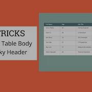 How To Create Scroll Able Table Body With Sticky Table Header HTML5 CSS3