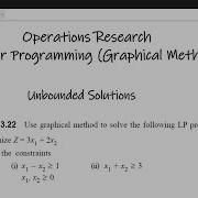 Operation Research 06 Linear Programming Graphical Method Unbounded Solutions