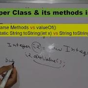 Wrapper Class And Its Methods In Java ParseInt ValueOf ToString