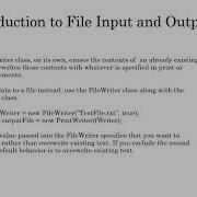 File Input And Output