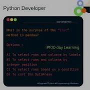 Iloc Method In Pandas Library Learn Basics In Data Science Using Python 100dayslearning Python
