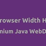 Set Browser Width Height In Selenium Java