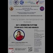 2 WEEK HANDS ON WORKSHOP ON PYTHON INTRODUCTION TO PYTHON PYTHON DATA TYPES AND VARIABLES
