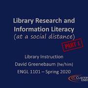 CSU Library ENGL 1101 Part 1 Search Strategies