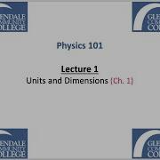 Phys 101 Lecture 1 Units And Dimensions