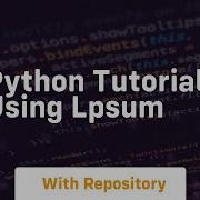 Python Tutorial Using Lpsum