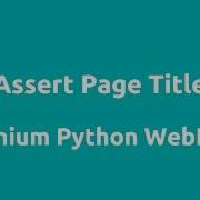 Assert Page Title In Python Selenium