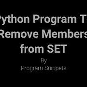 Python Program To Remove Elements From Set