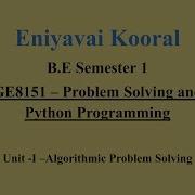 GE8151 Problem Solving Python Programming Language