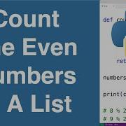 Count The Even Numbers In A List Python Example