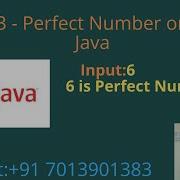 Perfect Number Or Not In Java Part 13