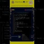 How To Code Java Display Full Pyramid Pattern Using Numbers 77 Shorts