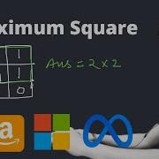 Maximal Square Of 1 S Amazon Interview Question Leetcode 221