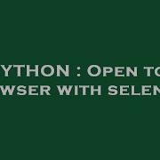 PYTHON Open Tor Browser With Selenium