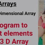 Program To Print Elements Of 3D Array Multi Dimensional Array Array Lec 13