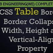 L17 CSS Table Border Border Collapse Width Height And Vertical Align Property Web Engineering