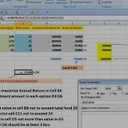 USE OF SOLVER IN EXCEL FINANCIAL PLANNING