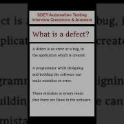 SOFTWARE TESTING What Is A Defect SDET Automation Testing Interview Questions Answers