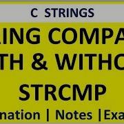 C PROGRAM FOR STRING COMPARE WITH STRCMP STRING COMPARE WITHOUT STRCMP