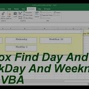 Textbox Find Day And Weekday And WeekNum Excel VBA